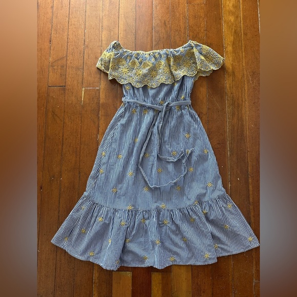Flying Tomato Cotton Blend Embroidered Off-Shoulder Striped Sundress SZ M - Picture 6 of 9